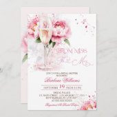 ピンクシャンパンフローラブライダルシャワー 招待状 (正面/裏面)