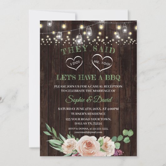 ピンクシャンパンフローラI DO 結婚's BBQ 招待状 (正面)