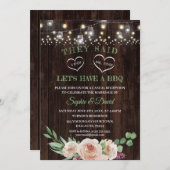 ピンクシャンパンフローラI DO 結婚's BBQ 招待状 (正面/裏面)