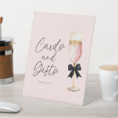 ピンクシャンパンブライダルシャワーカードとギフトサイン 台座サイン (インサイチュ)
