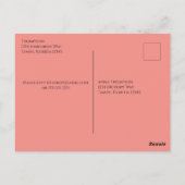 ピンクシャンパンブライダルシャワーゲストプレアドレス ポストカード (裏面)