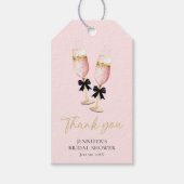 ピンクシャンパンブライダルシャワーサンキュー ギフトタグ (正面)