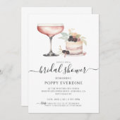 ピンクシャンパンブライダルシャワー招待 招待状 (正面/裏面)