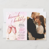 ピンクシャンパンブランチ&バブリーブライダルシャワー 招待状 (正面)