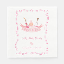 ピンクシャンパンボトル足フレームベビーシャワー スタンダードランチョンナプキン