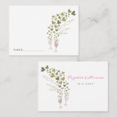 ピンクシャンパン応援と金ゴールドハートシック結婚ズ プレイスカード (正面/裏面)