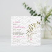 ピンクシャンパン応援ゴールデンハートブライダルシャワー 招待状 (スタンド正面)