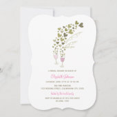 ピンクシャンパン応援ハートブライダルシャワー招待状 招待状 (正面)