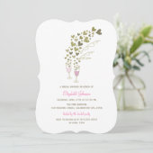 ピンクシャンパン応援ハートブライダルシャワー招待状 招待状 (スタンド正面)