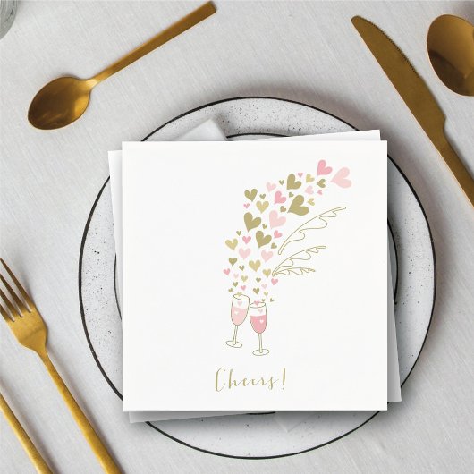 ピンクシャンパン応援婚約ウェディングパーティー スタンダードカクテルナプキン