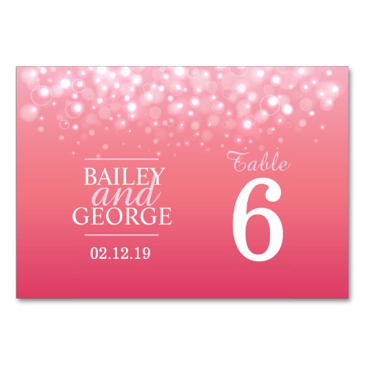 ピンクシャンパン結婚バブルのテーブル番号 テーブルナンバー (裏面)