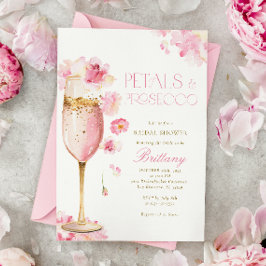 ピンクシャンパン花びらブライダルシャワー招待 招待状