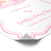 ピンクシャンパン足フレームガールベビーシャワーへようこそ ポスター (角)