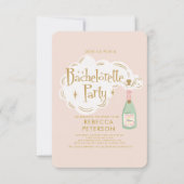 ピンクシャンパン バチェロレッテパーティー おめでとう 招待状 (正面)