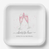 ピンクシャンパン「愛する応援パーソナライズされた」 ペーパープレート (正面)