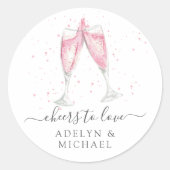 ピンクシャンパン「愛する応援パーソナライズされた」 ラウンドシール (正面)