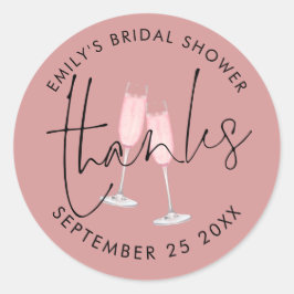 ピンクシャンパーニュ感謝していダスティバラブライダルシャワー ラウンドシール