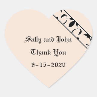 ピンクシャンパーニュ、ブラック、結婚式の引き出物シール ハートシール