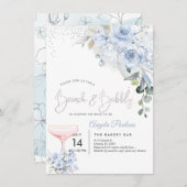 ピンクシャンページブランチバブリーダスティブルーバラ 招待状 (正面/裏面)