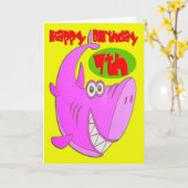 ピンクシャークセブン誕生日 カード (黄色い花)