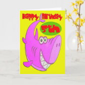 ピンクシャークフィフス誕生日 カード (黄色い花)