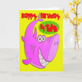 ピンクシャークフォー誕生日 カード (黄色い花)