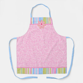 ピンクシュガークッキーの渦巻きとストライプ エプロン