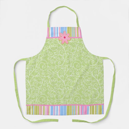 ピンクシュガークッキーの渦巻きとストライプ エプロン (正面)