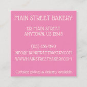 ピンクシュガークッキーベーカリーベイクショップパティシシェフ スクエア名刺 (裏面)