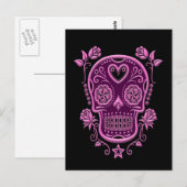 ピンクシュガースカルとバラオンブラック ポストカード (正面/裏面)