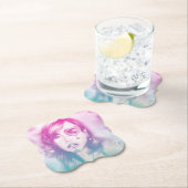 ピンクシュガースカルメイクアップ女の子、シェイプされたコースター ペーパーコースター (インサイチュ)