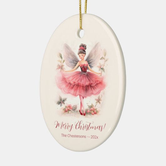 ピンクシュガープラムフェアリーヴィンテージクリスマスオーナメント セラミックオーナメント (左)