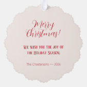 ピンクシュガープラム妖精ヴィンテージクリスマスカード オーナメントカード (裏面)