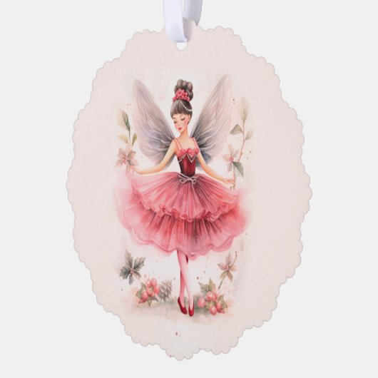 ピンクシュガープラム妖精ヴィンテージクリスマスカード オーナメントカード (左)