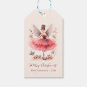 ピンクシュガープラム妖精ヴィンテージクリスマスギフトラベル ギフトタグ (正面)