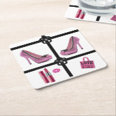 ピンクシューズコースター スクエアペーパーコースター (アングル)