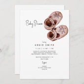 ピンクシューズバシネットベビーシャワー招待状 招待状 (正面/裏面)