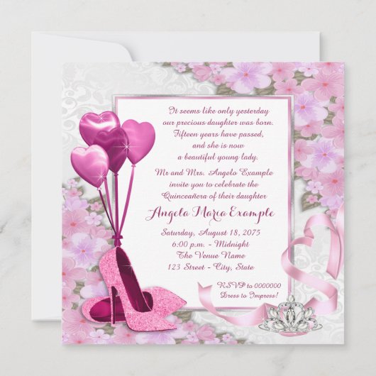 ピンクシューズ写真キンセアニェラ 招待状 (裏面)