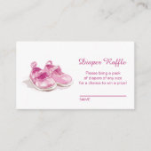 ピンクシューズ赤ちゃんシャワーおむつラッフル エンクロージャーカード (正面)