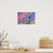 ピンクショア， 19x13抽象芸術アート ポスター (キッチン)
