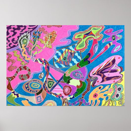 ピンクショア， 19x13抽象芸術アート ポスター (正面)