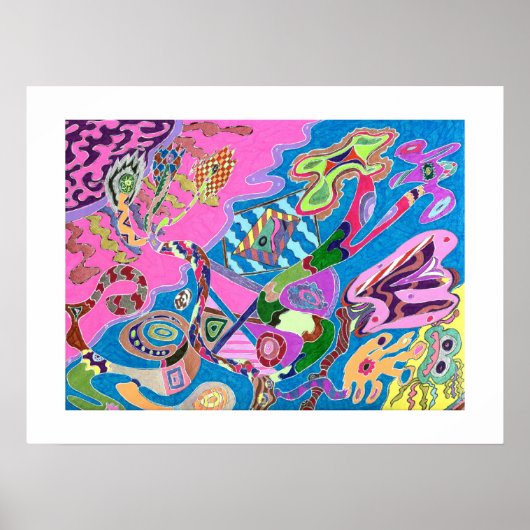 ピンクショア、24x18抽象芸術アート ポスター (正面)