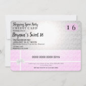 ピンクショッピングスプライクレジットカードスウィート16パーティー 招待状 (正面)