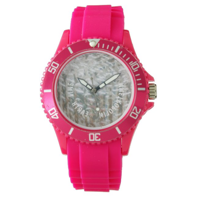 ピンクシリコンスポーツウォッチ/シャワープルーフ/ 腕時計 (正面)