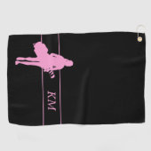 ピンクシルエットウーマンゴルファー(バッグモノグラム) ゴルフタオル (横)