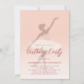ピンクシルエットバレリーナバースデーパーティー 招待状 (正面)