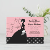 ピンクシルエットブライドブライダルシャワー招待状 招待状 (スタンド正面)