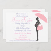 ピンクシルエットベビーシャワー招待状 招待状 (正面/裏面)