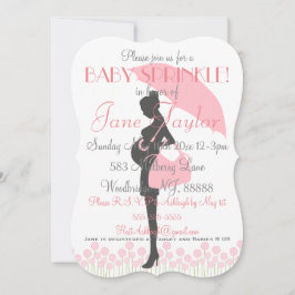 ピンクシルエットベビー散布 招待状