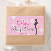 ピンクシルエット赤ちゃんシャワー水ボトルラベル ラベル (インサイチュ)